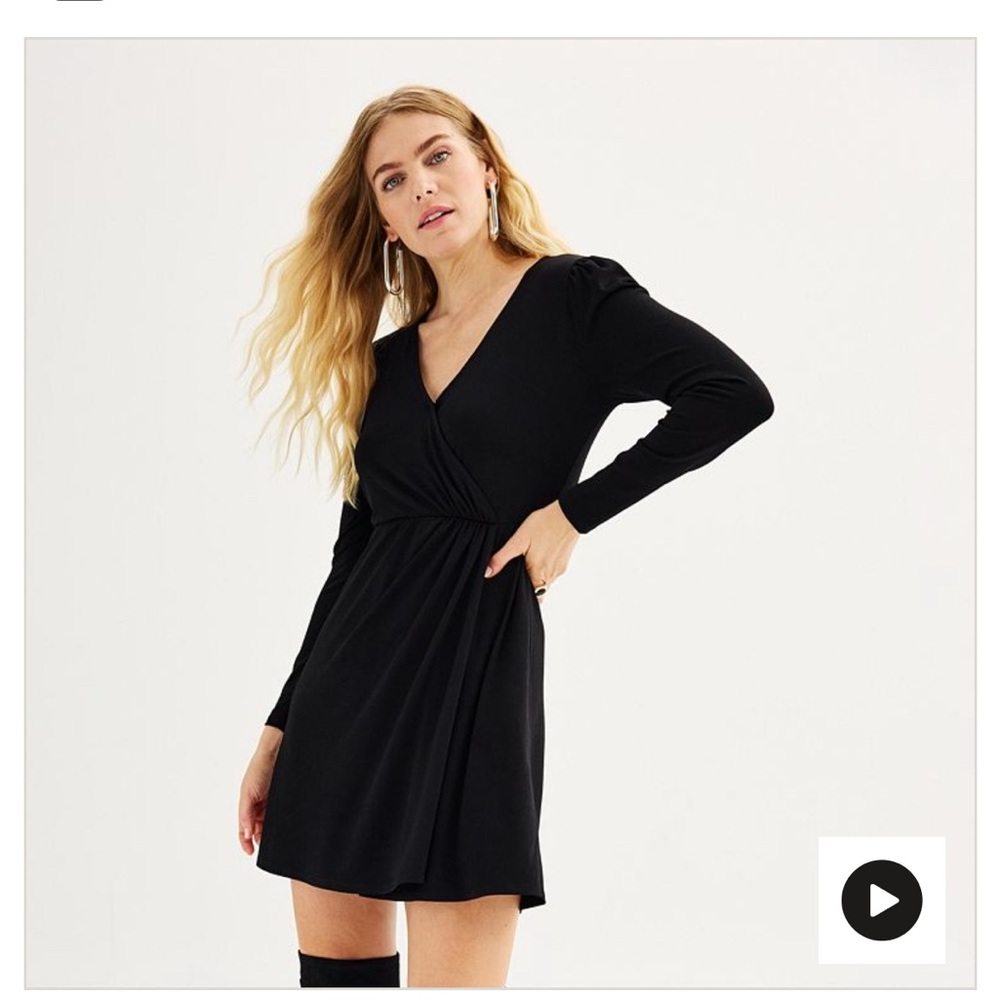 Nine West Black Faux wrap Dress long sleeve